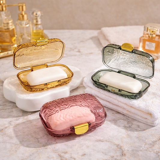 Elegant Transparent Soap Box – Decorative Soap Holder for Travel & Bathroom AB