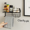 Wall-Mounted Kitchen Shelf with Hooks & Soap Dish – Space-Saving Organizer - Clarify.pk