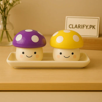Mushroom Salt & Pepper Shaker Set – Cute Ceramic Kitchen Table Décor - Clarify.pk