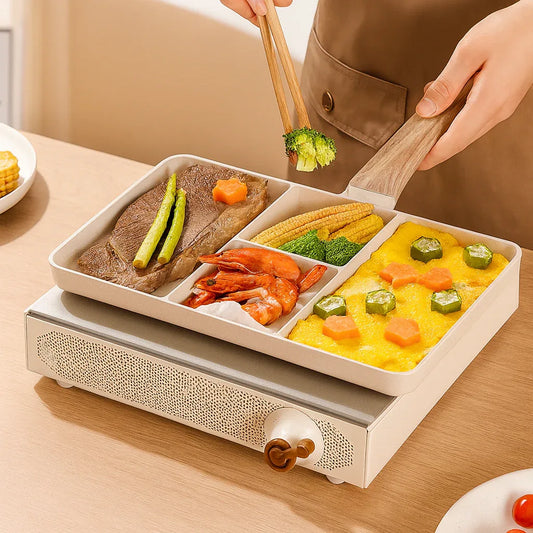 4-Compartment Frying Pan – Multi-Section Non-Stick Skillet - Clarify.pk