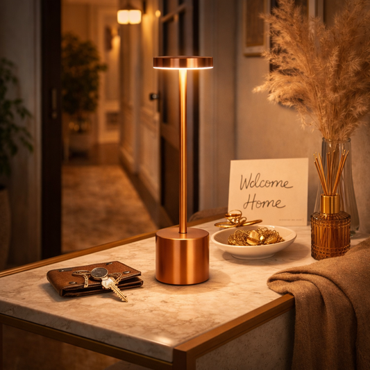 Rechargeable Alloy LED Table Lamp – 3-Color Touch Light Clarify.pk