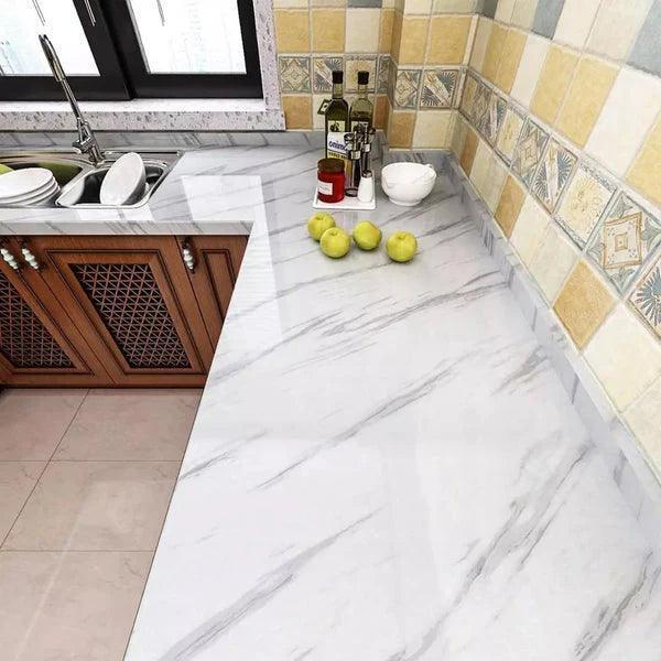 Self-Adhesive Marble-Style Wallpaper Stickers for Kitchen Cabinets and Furniture Decor - Clarify.pk