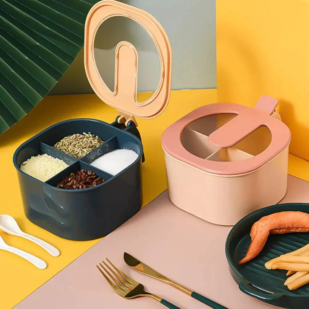 4 Grids Spice Container - Stackable Storage for Herbs and Spices - Clarify.pk