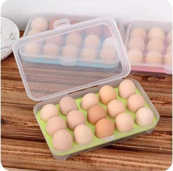 Transparent 15 Grid Egg Storage Box for Fridge Organization and Freshness Preservation - Clarify.pk