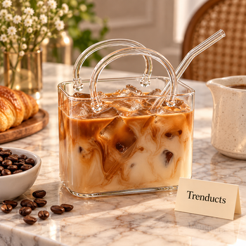 Aesthetic Handbag Glass Mug with Straw