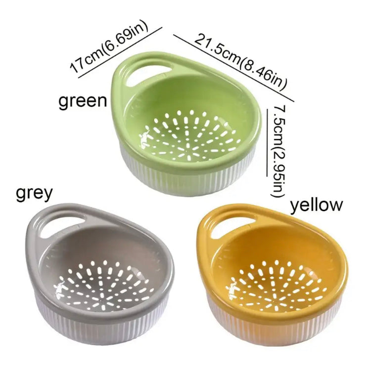 Double Layer Rice Wash Basket & Colander Set - Kitchen Drain Strainer