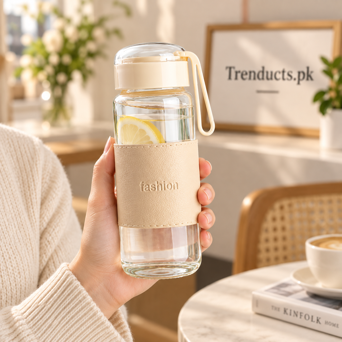 400ml Glass Bottle Cup with Protective Sleeve (Random Color)
