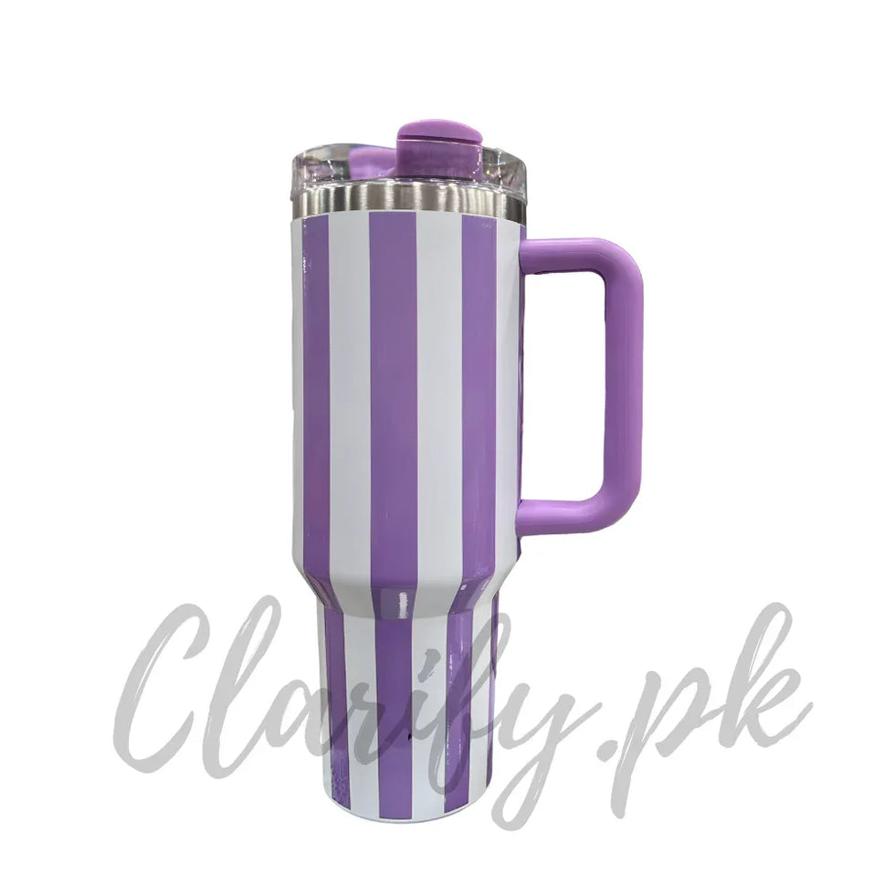 پریمیم جامنی پٹی 40oz ٹمبلر - 1200ml پانی کی بوتل