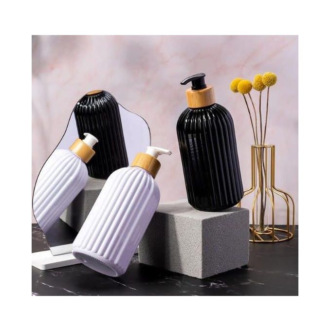 Bamboo Pump Soap Dispenser 500ml - Refillable Shampoo, Conditioner & Body Wash Bottle (each)