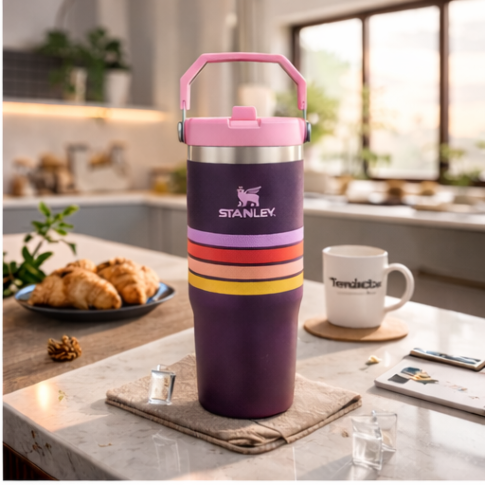 Stanley IceFlow Flip Straw Tumbler – 30oz Plum Stripe MJ