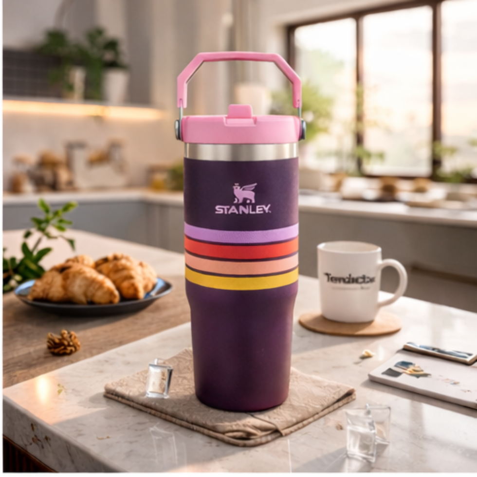 Stanley IceFlow Flip Straw Tumbler – 30oz Plum Stripe