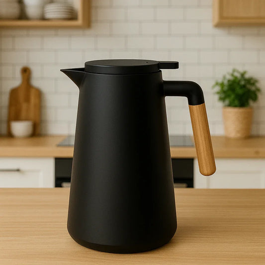 Luxury Black Thermos Jug with Golden Handle – 1Liter - Clarify.pk