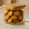 Premium Small Glass Storage Jar – Airtight Bamboo Lid Kitchen Container - Clarify.pk