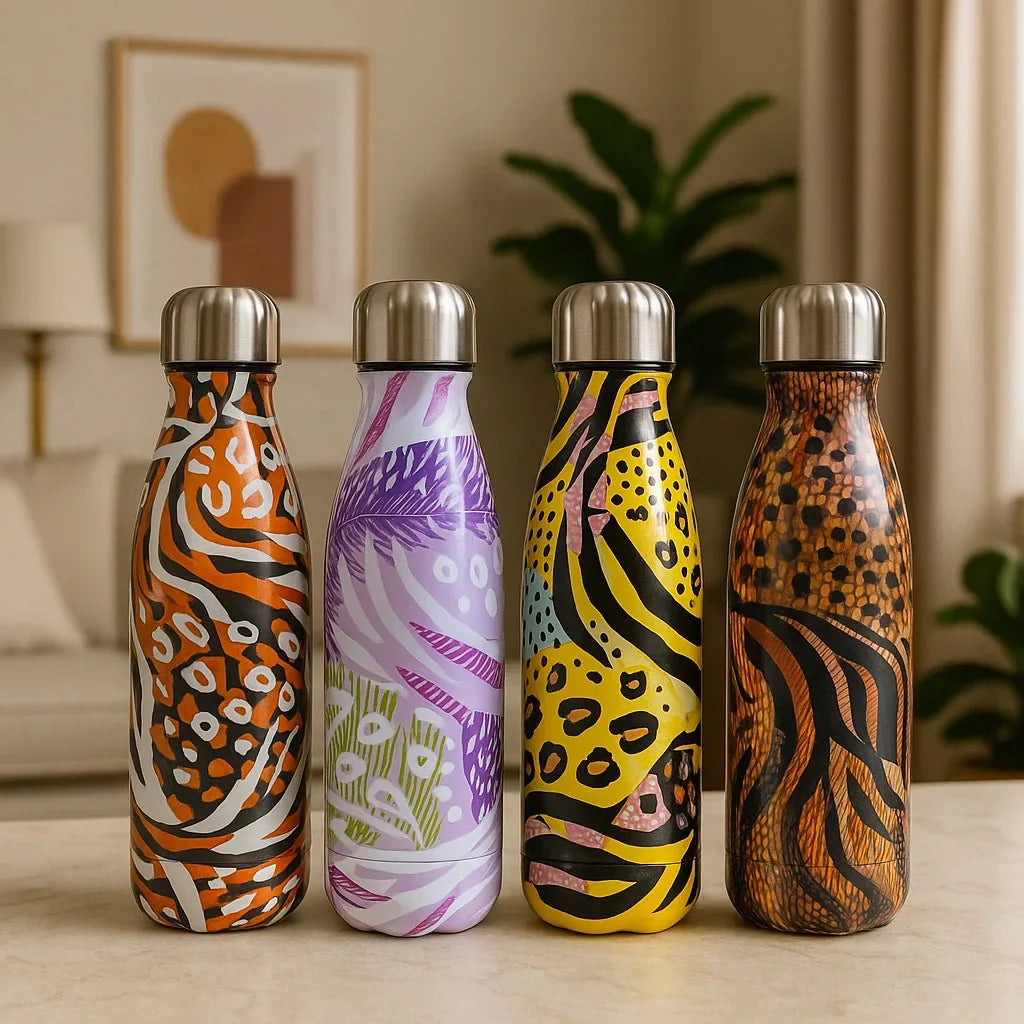 Premium Wild Print Stainless Steel Water Bottle (each) - Clarify.pk