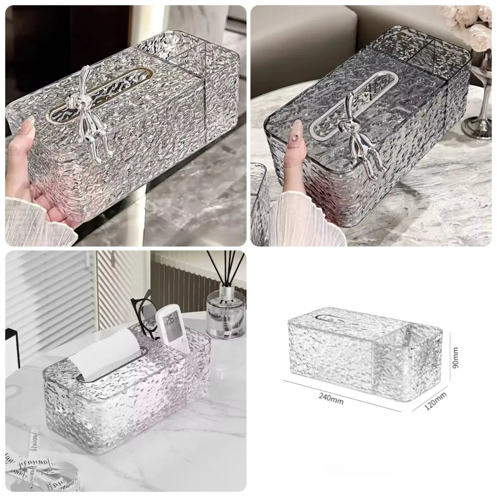 Glacier Luxury Tissue Box with Bunny – Elegant Decorative Tissue Holder - Clarify.pk