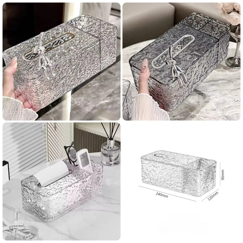 بنی کے ساتھ گلیشیر لگژری ٹشو باکس - خوبصورت آرائشی ٹشو ہولڈر