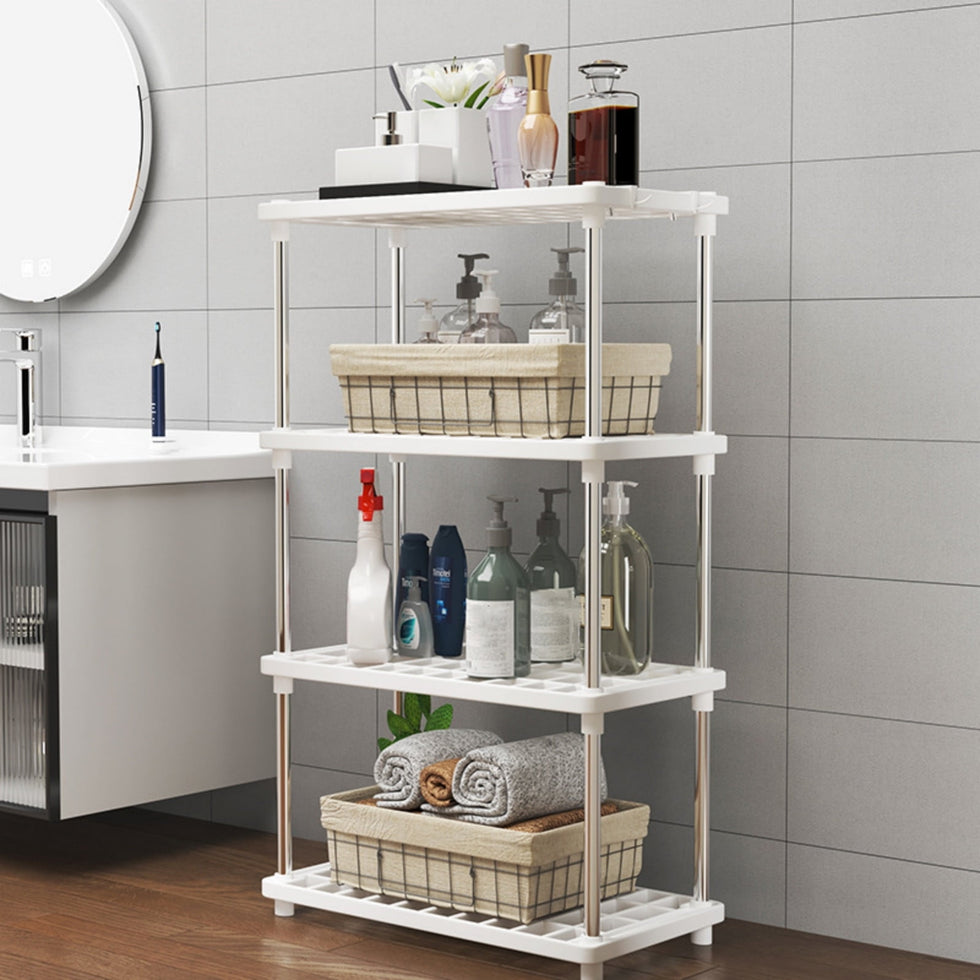4-Tier Plastic Storage Shelves - Pantry, Kitchen & Bathroom Rack