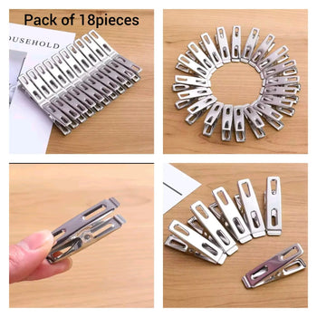 Pack of 18 Stainless Steel Cloth Pins – Rustproof Laundry Clips - Clarify.pk