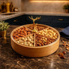Round Wooden Dry Fruit Box with Lid – 4 Compartments - Clarify.pk