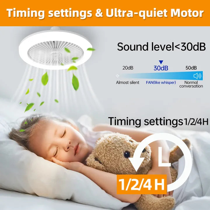LED Ceiling Fan with Remote Control & Dimmable Light