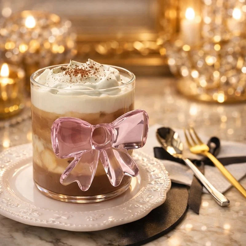 Aesthetic Bow Glass Mug – Coquette Drinkware