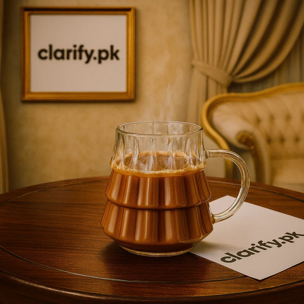 Premium Glass Mug 400ml – Stylish Designed Cup - Clarify.pk