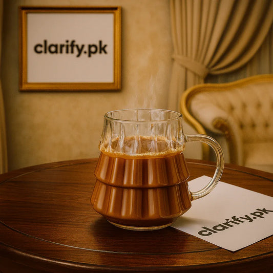 Premium Glass Mug 400ml – Stylish Designed Cup - Clarify.pk