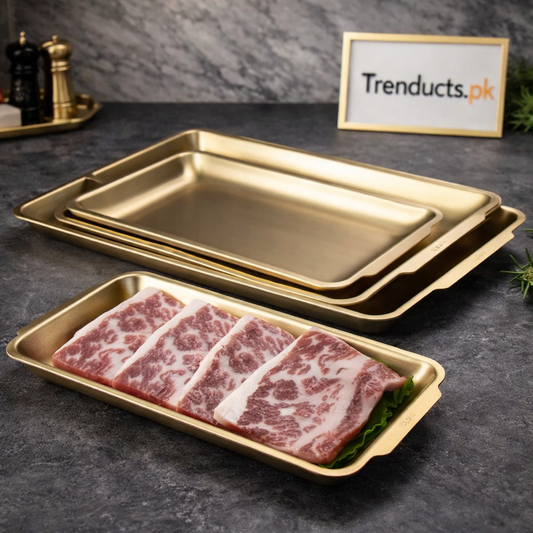 Premium Stainless Steel Golden Serving Tray IT