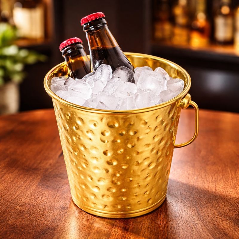 Gold Stainless Steel Serving Bucket - Luxury Snack Pail