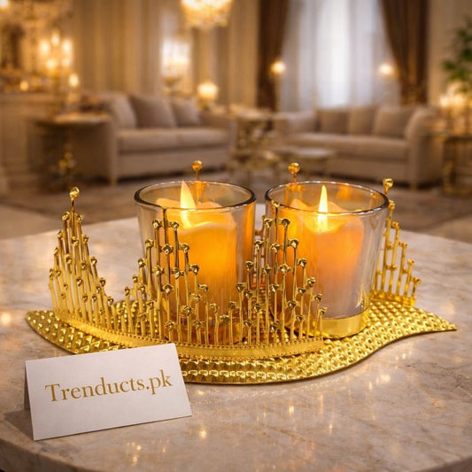 Luxury Metal Golden Candle Stand – Elegant Table Décor ZZ