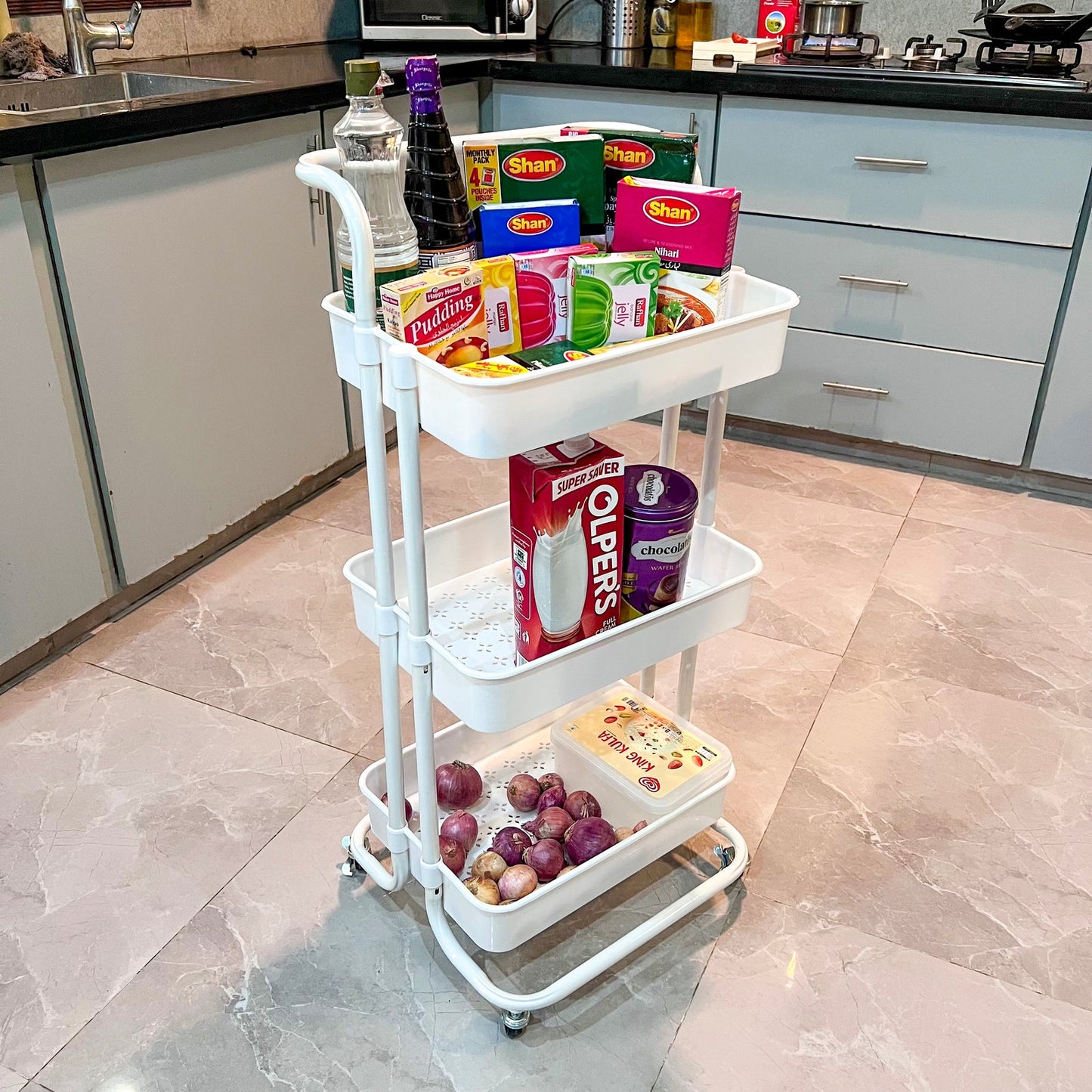 Glow 3-Tier Multi-Purpose Organizer Utility Trolley