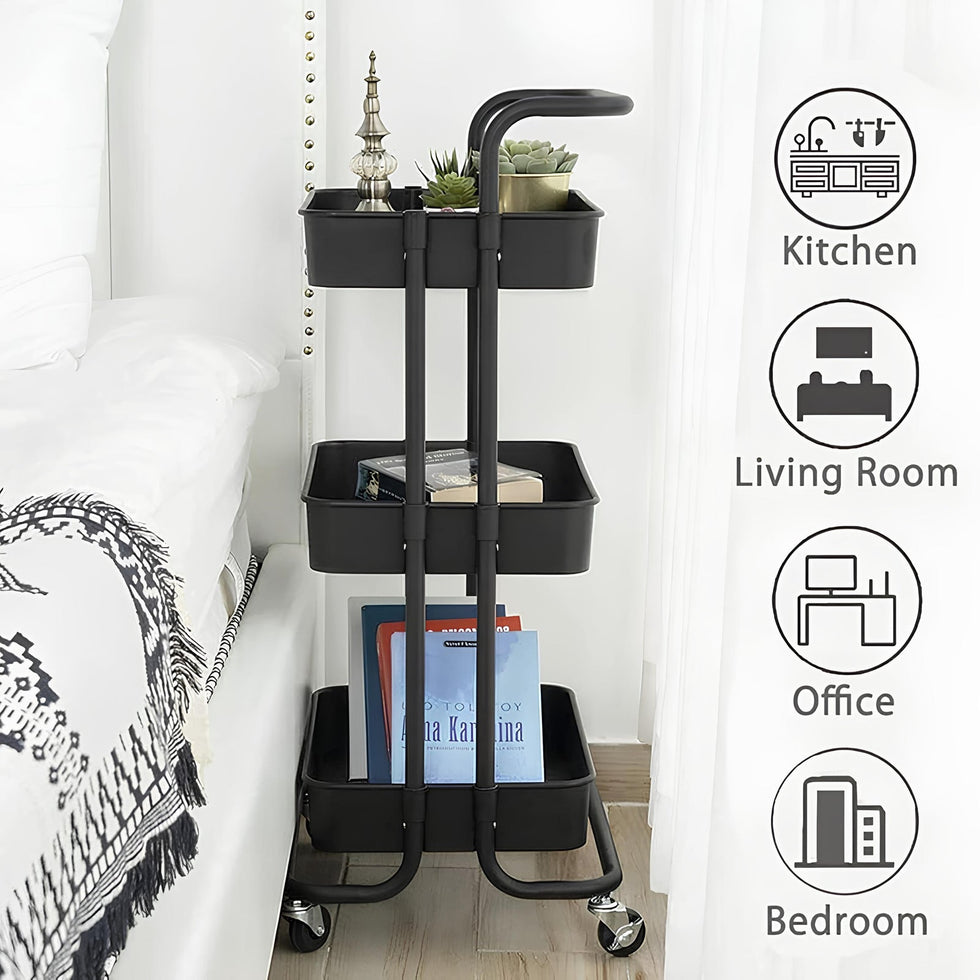 Glow 3-Tier Multi-Purpose Organizer Utility Trolley
