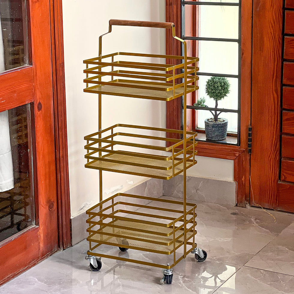 Trio Stack 3-Tier Metal Rolling Utility Cart