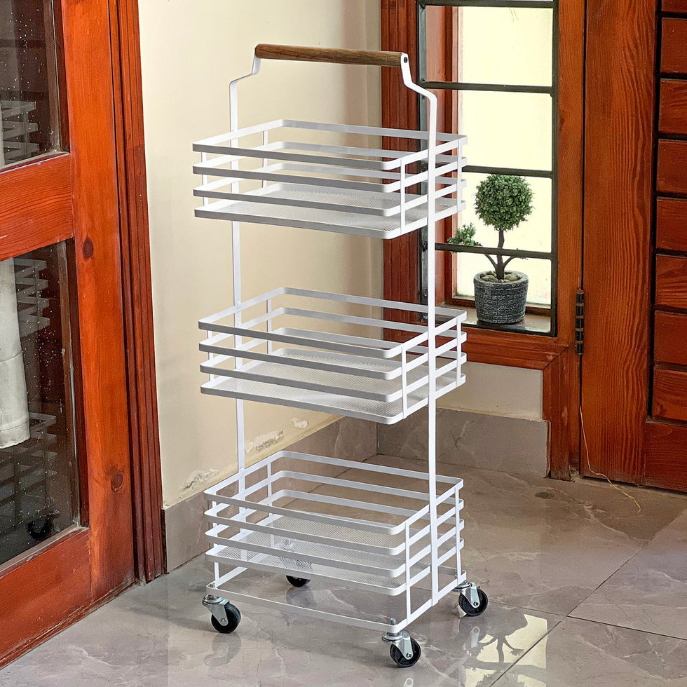 Trio Stack 3-Tier Metal Rolling Utility Cart