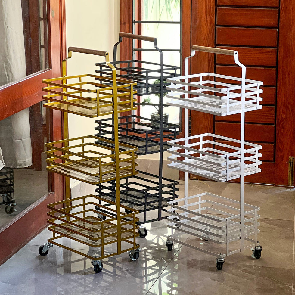 Trio Stack 3-Tier Metal Rolling Utility Cart