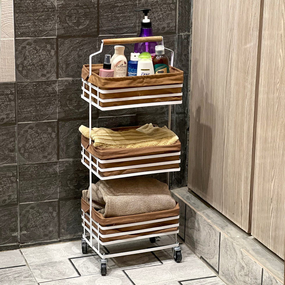 Trio Stack 3-Tier Metal Rolling Utility Cart