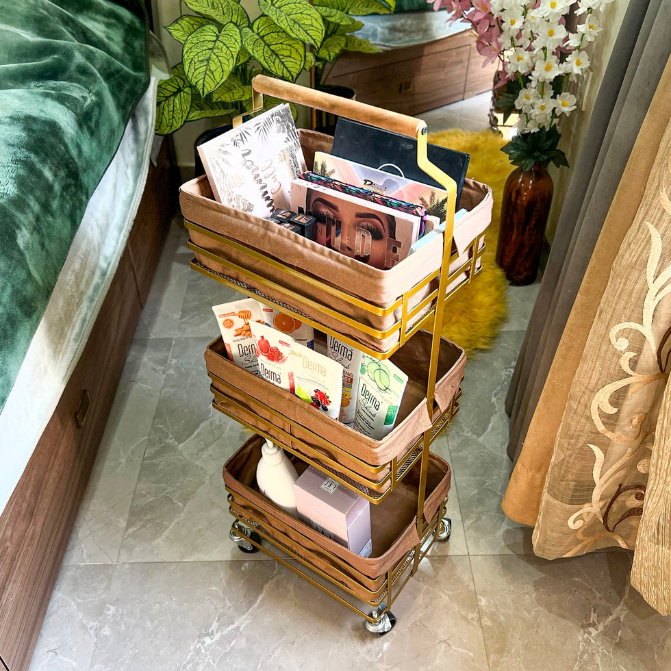 Trio Stack 3-Tier Metal Rolling Utility Cart
