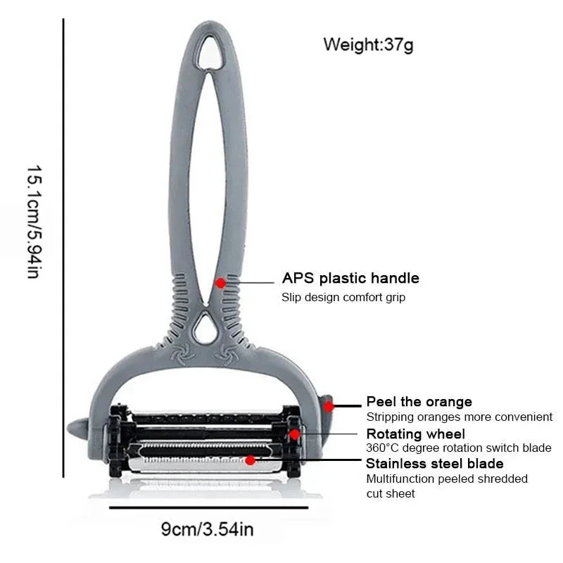 3-in-1 Vegetable & Fruit Peeler – Multi-Functional Rotary Grater Cutter