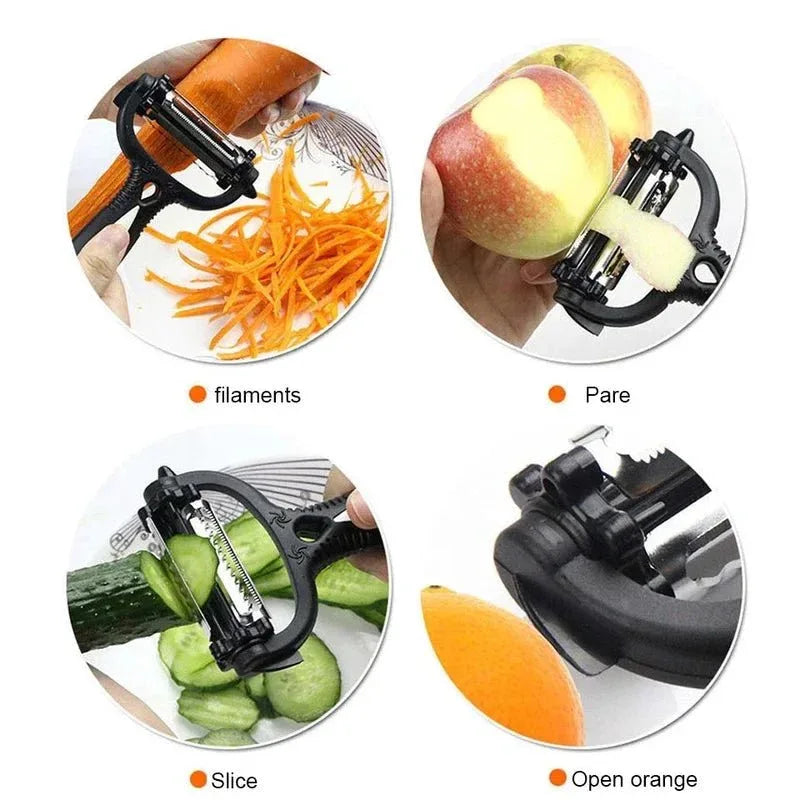3-in-1 Vegetable & Fruit Peeler – Multi-Functional Rotary Grater Cutter