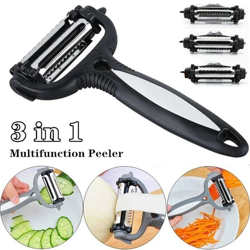 3-in-1 Vegetable & Fruit Peeler – Multi-Functional Rotary Grater Cutter