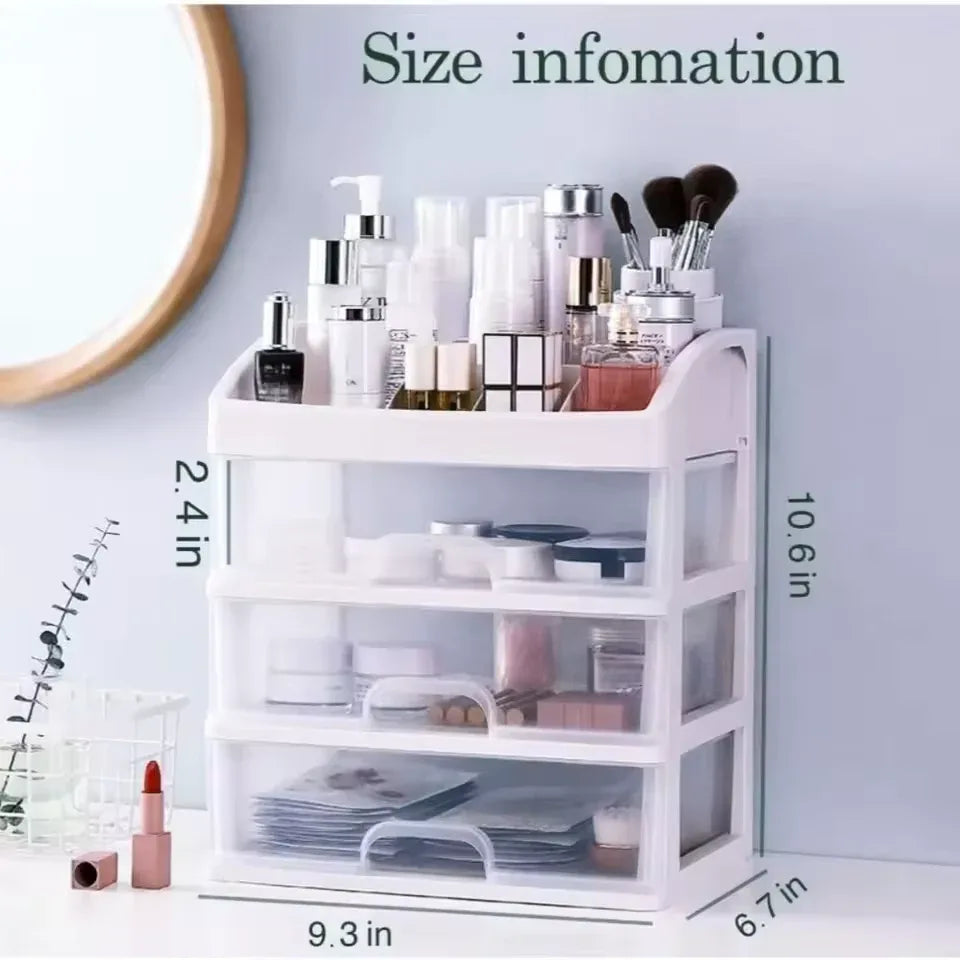 3 Layer Cosmetic Storage Case with Drawers