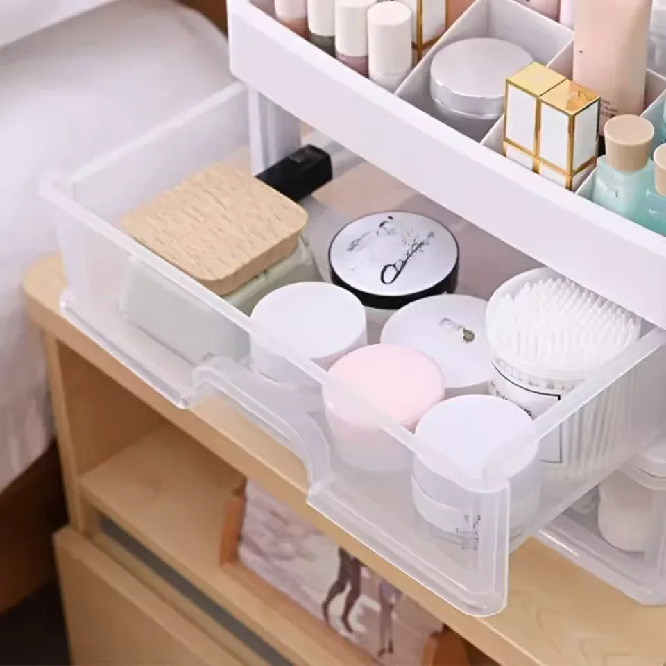 3 Layer Cosmetic Storage Case with Drawers