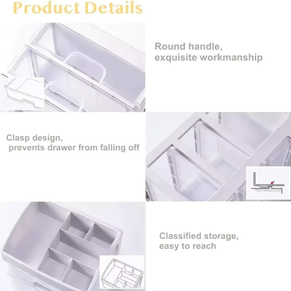3 Layer Cosmetic Storage Case with Drawers