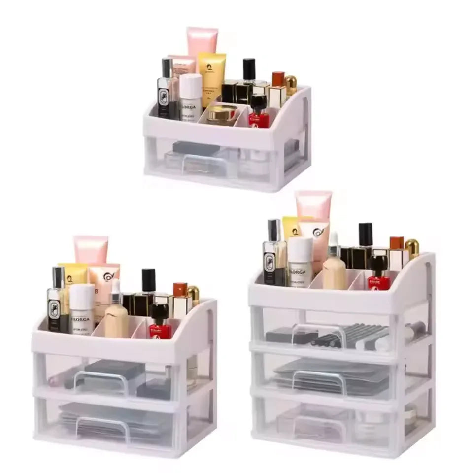 3 Layer Cosmetic Storage Case with Drawers