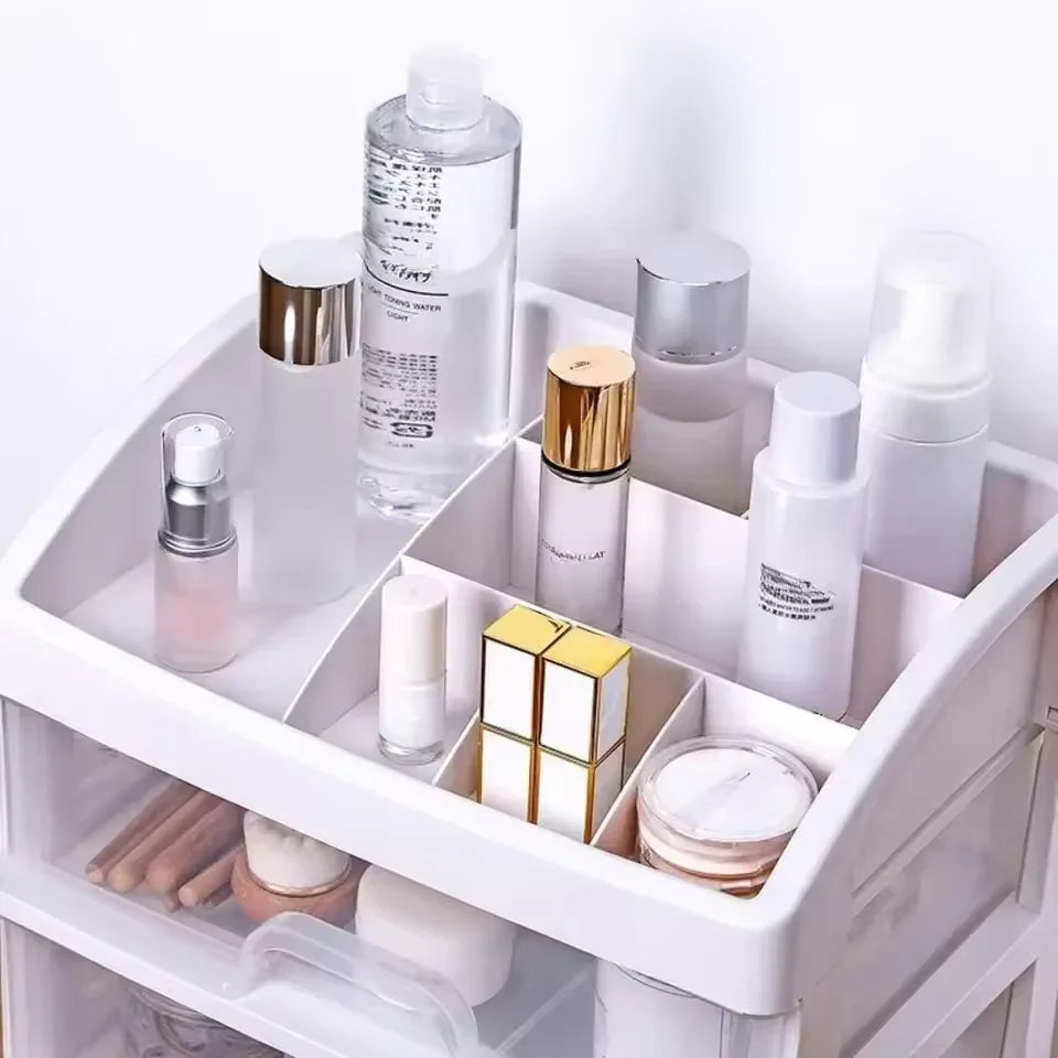 3 Layer Cosmetic Storage Case with Drawers
