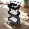 3 Tier Folding Metal Cart with Wheels - Durable Storage Holder - Clarify.pk