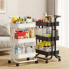 3 Tier Folding Metal Cart with Wheels - Durable Storage Holder - Clarify.pk