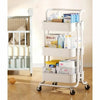 3 Tier Folding Metal Cart with Wheels - Durable Storage Holder - Clarify.pk