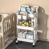 3 Tier Folding Metal Cart with Wheels - Durable Storage Holder - Clarify.pk