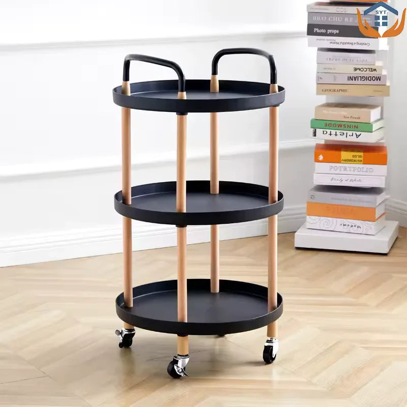 3 Tier Rotating Cart with Wheels for Home (Random Circle/Square)